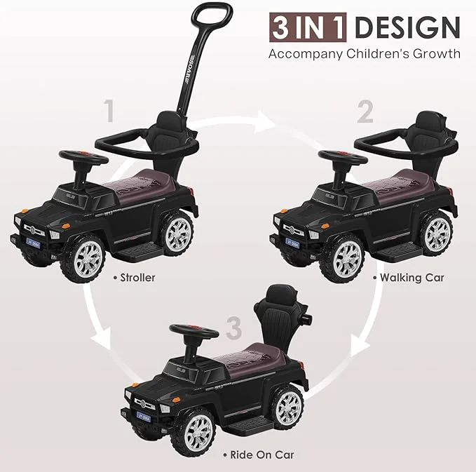 Toyz Ride On Cars for Toddlers Push Cars for Boys & Girls with Safety Bars Black