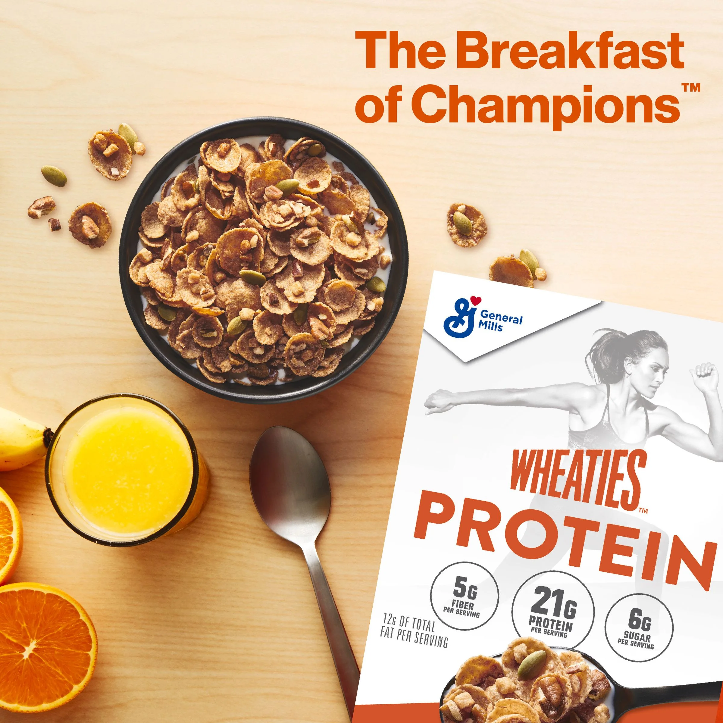 Wheaties Protein Breakfast Cereal, Honey Pecan, Breakfast of Champions, 16.4 oz