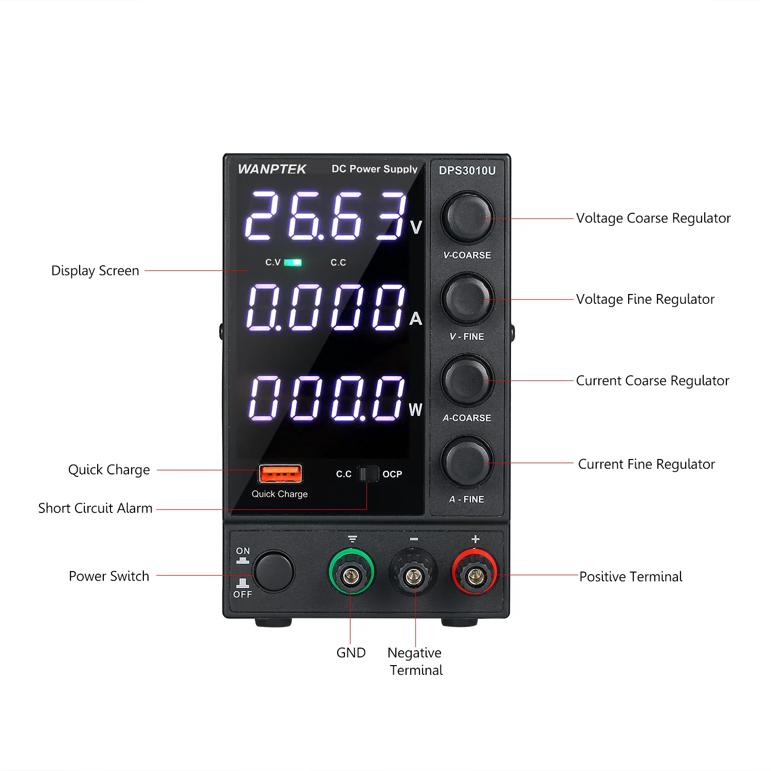 WANPTEK DPS3010U 0-30V 0-10A 300W Switching   Supply 4 Digits Display LED High Adjustable   Supply AC 115V/230V 50/60Hz