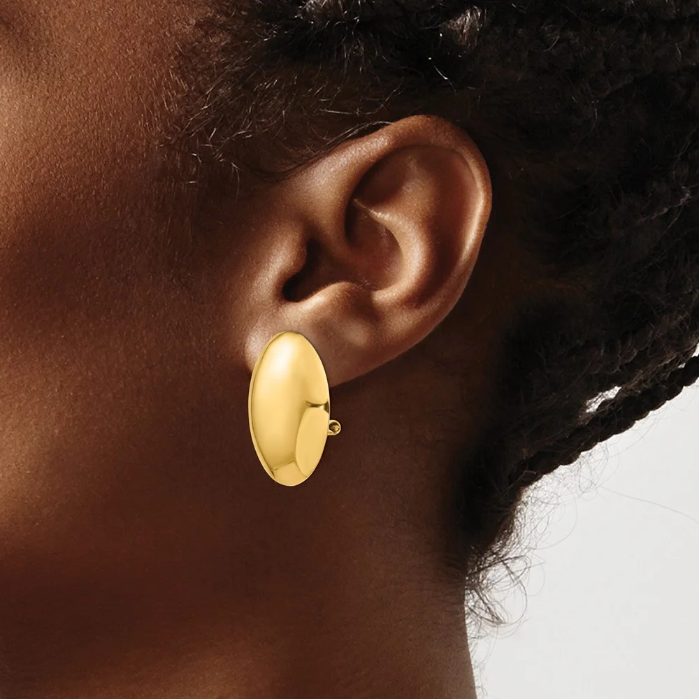 Primal Gold 14 Karat Yellow Gold Omega Clip Polished Non-pierced Earrings