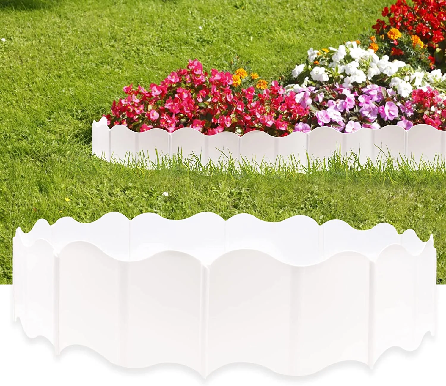 Garden Edging Border, Garden Landscape Edging Borders, 20pcs Plastic Garden Fence Edging, Interlocking Landscaping Edging, Flexible Lawn Edging Flower Bed Border, for Outdoor Patio Pathway