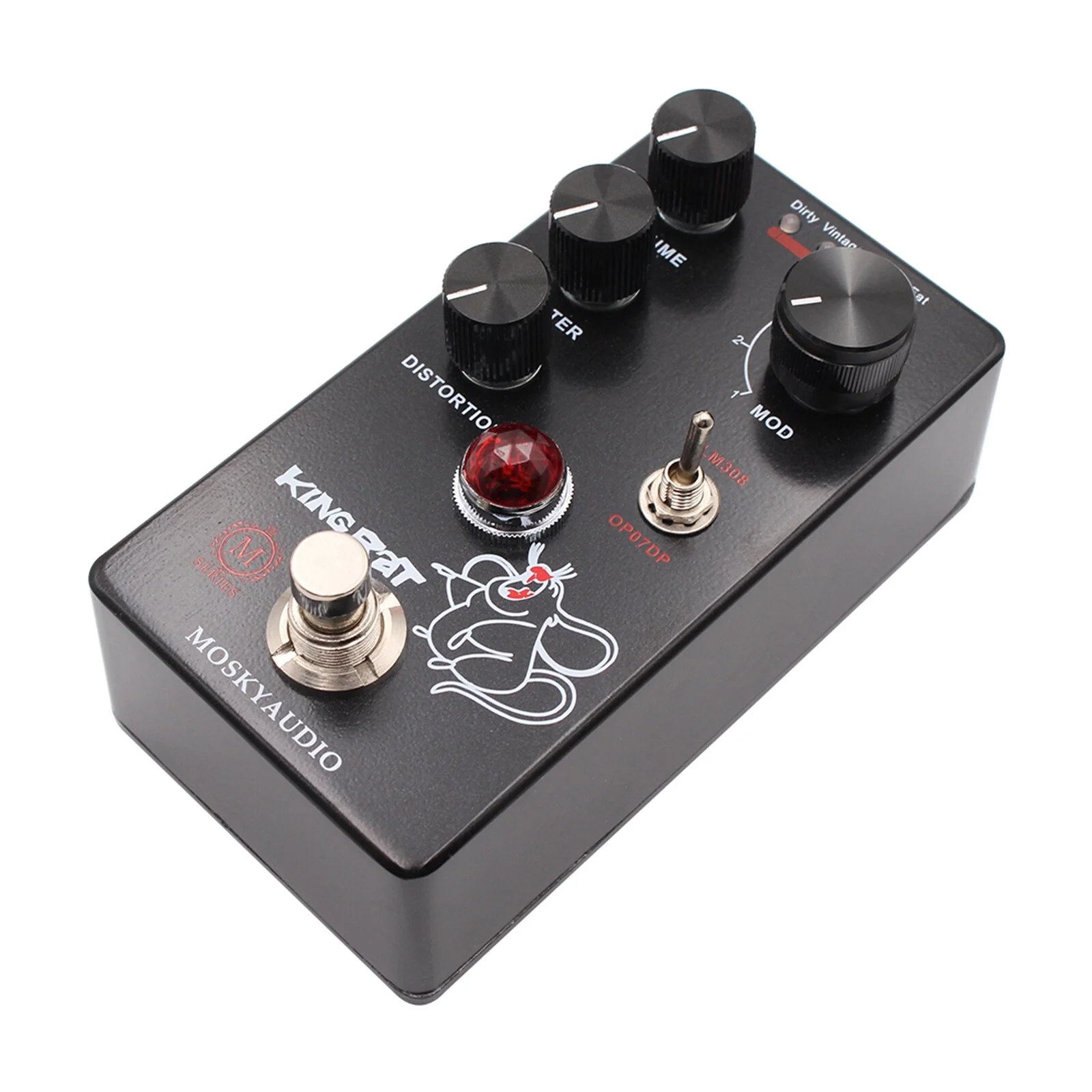 MOSKYAudio Fuzz Distortion Guitar Effect Pedal 4 Mode Switch & Volume/Filter/Distortion Controls Compact Portable Digital Distortion Guitar Effector Effect Processor for Electric Guitar - KING RAT