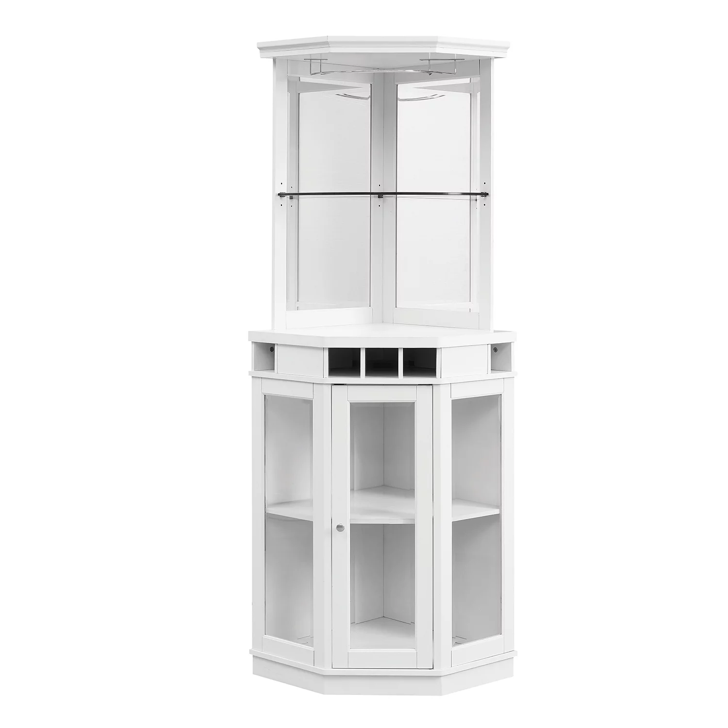 Home Source Corner Bar Unit White Hardwood