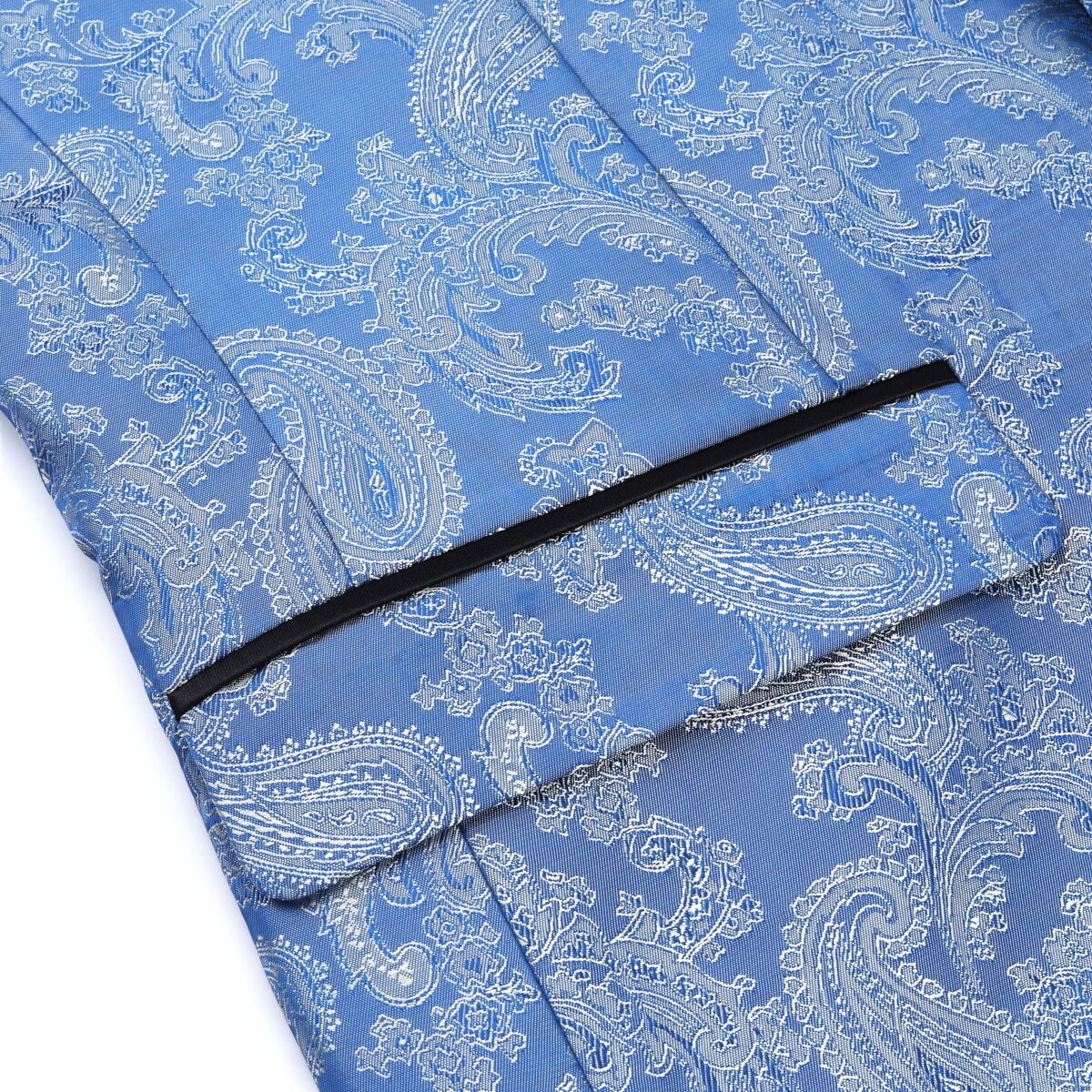 Cloudstyle Mens Slim Fit Paisley Suit Black Shawl Collar 1 Button Single Breasted Party Suit Jacket