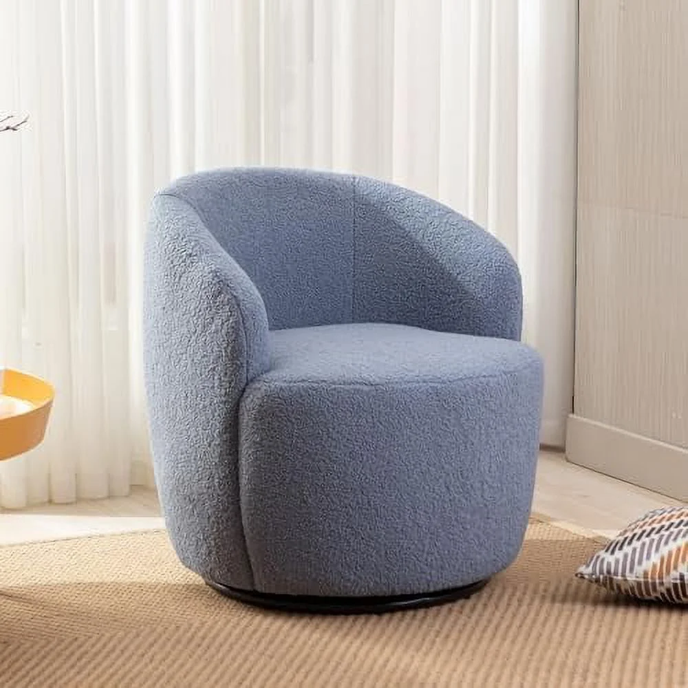 TJCGDTY Swivel Barrel Chair  Teddy Sherpa Upholstered Modern Round Accent Arm Chairs  Boucle  Degree Swivel Small Single Sofa Armchair for Nursery Living Room Bedroom (Teddy  Green)