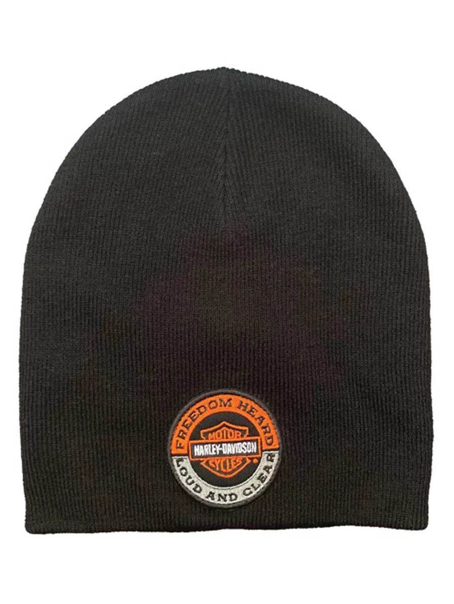 Harley-Davidson Men's Embroidered Bar & Shield Graphic Cuffed Beanie Hat - Black, Harley Davidson