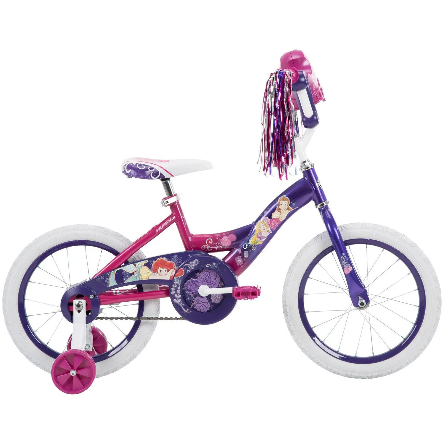 Huffy Girls' 16 in. Disney Princess Bike with Bubble-Maker, 1 Speed, Purple/Pink