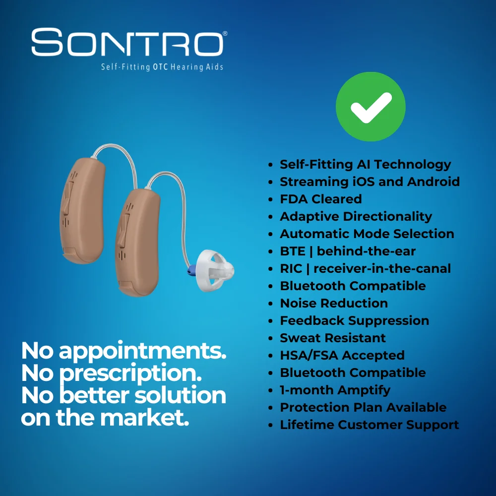 Sontro Self-Fitting OTC Hearing Aids, Model AI-S, Beige