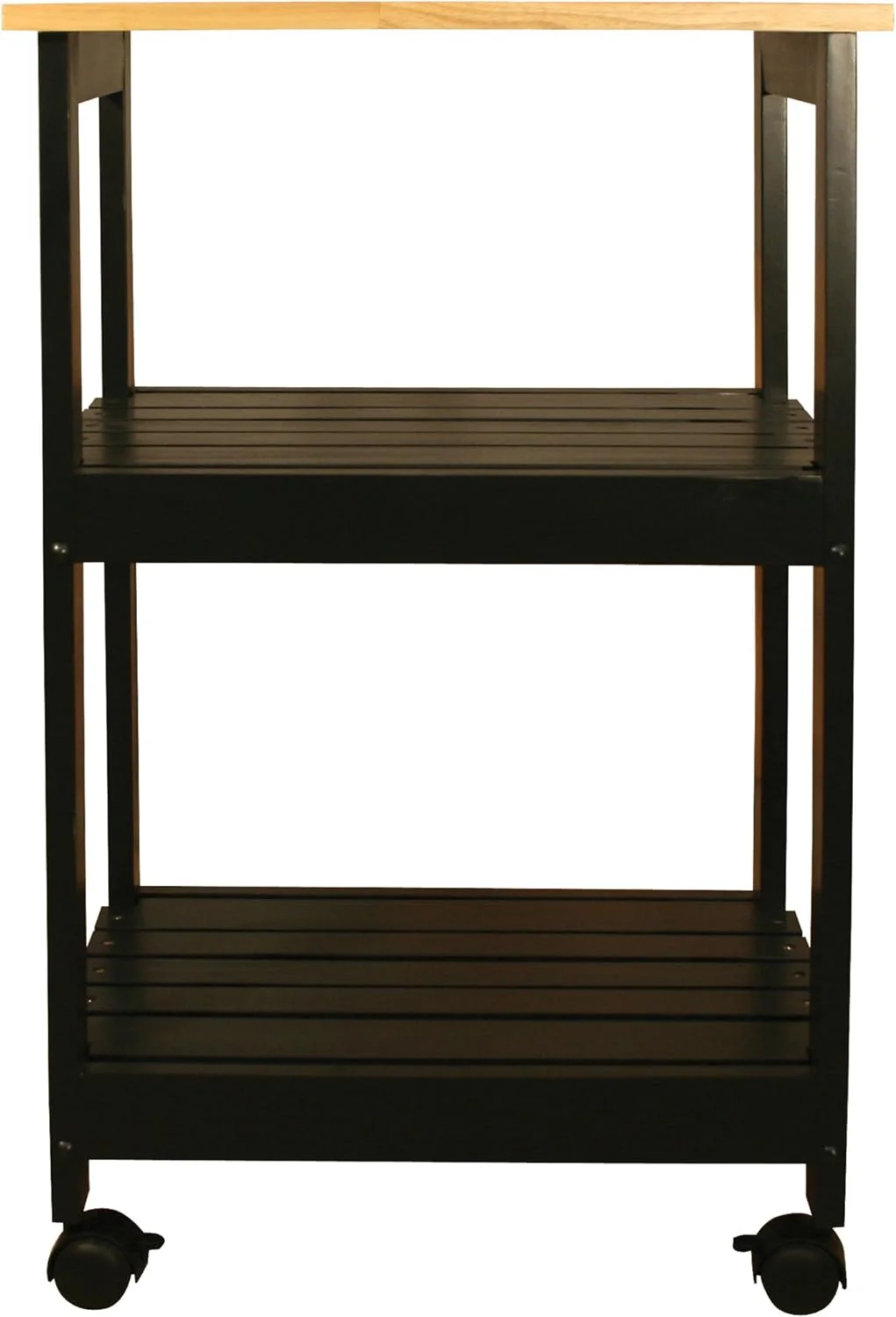 ZWNLKQG Utility Kitchen Cart  Black Base Natural Top