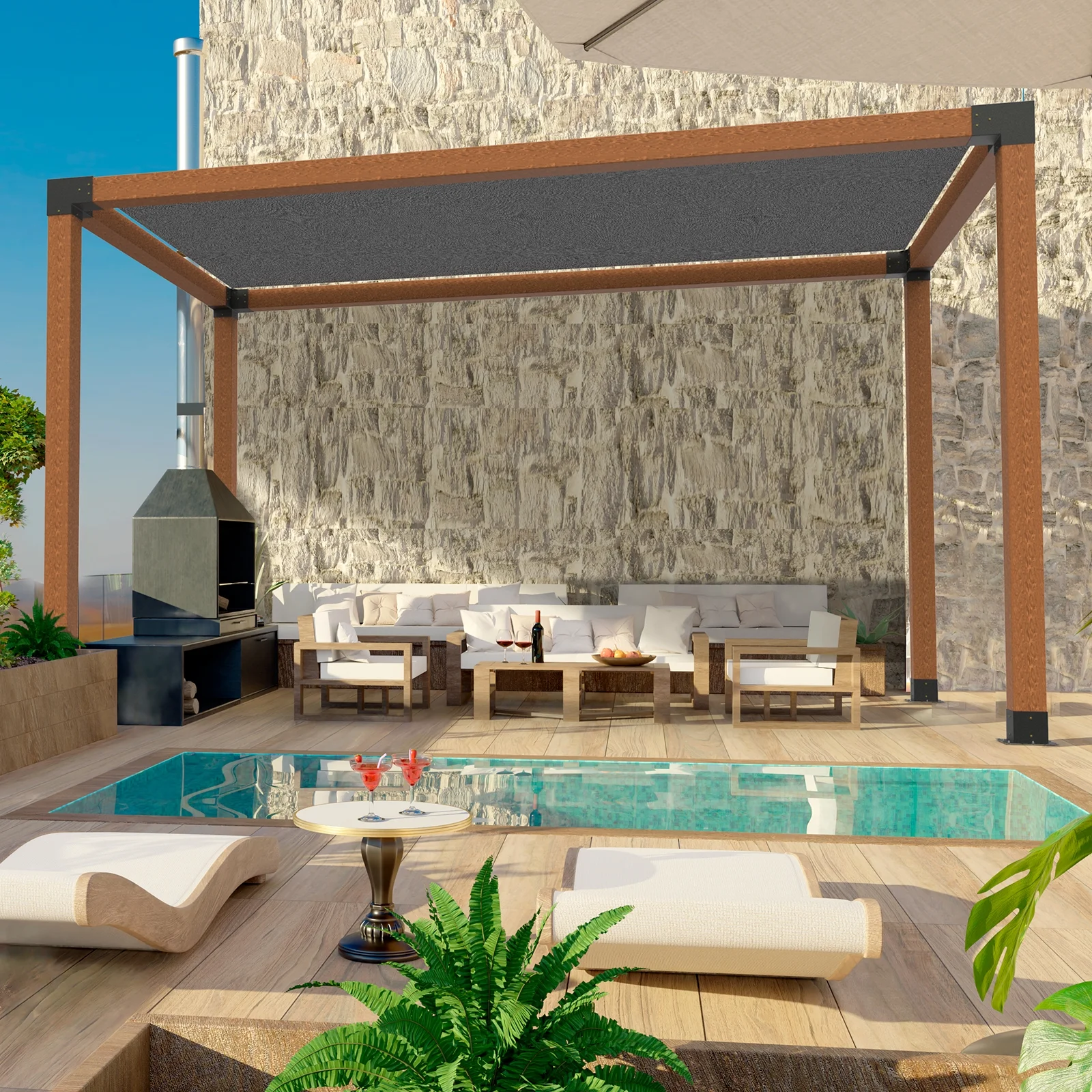 SKYSHALO 6''x6'' Pergola Bracket Kit 3-Way Woodworks DIY Post for Gazebos 4 pcs