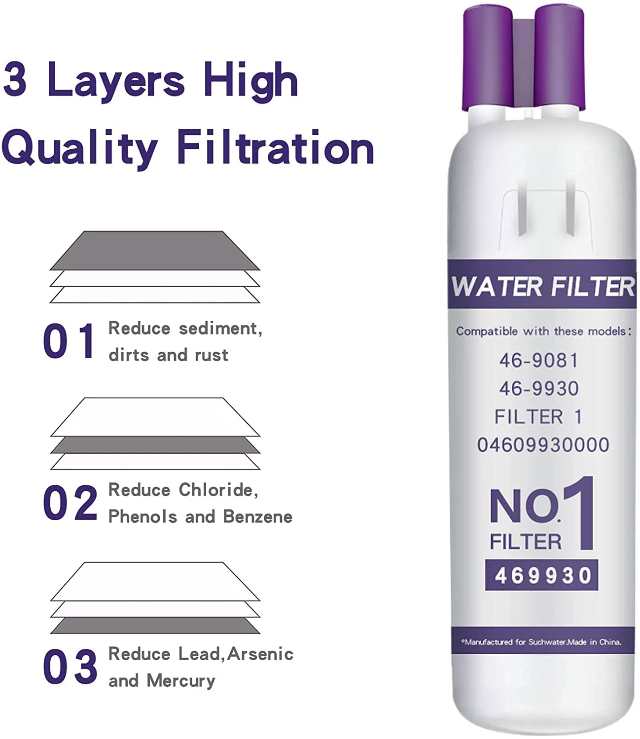 EveryDrop by Whirlpool EDR1RXD1 Ice and Water Filter 3 Pack - White / Purple