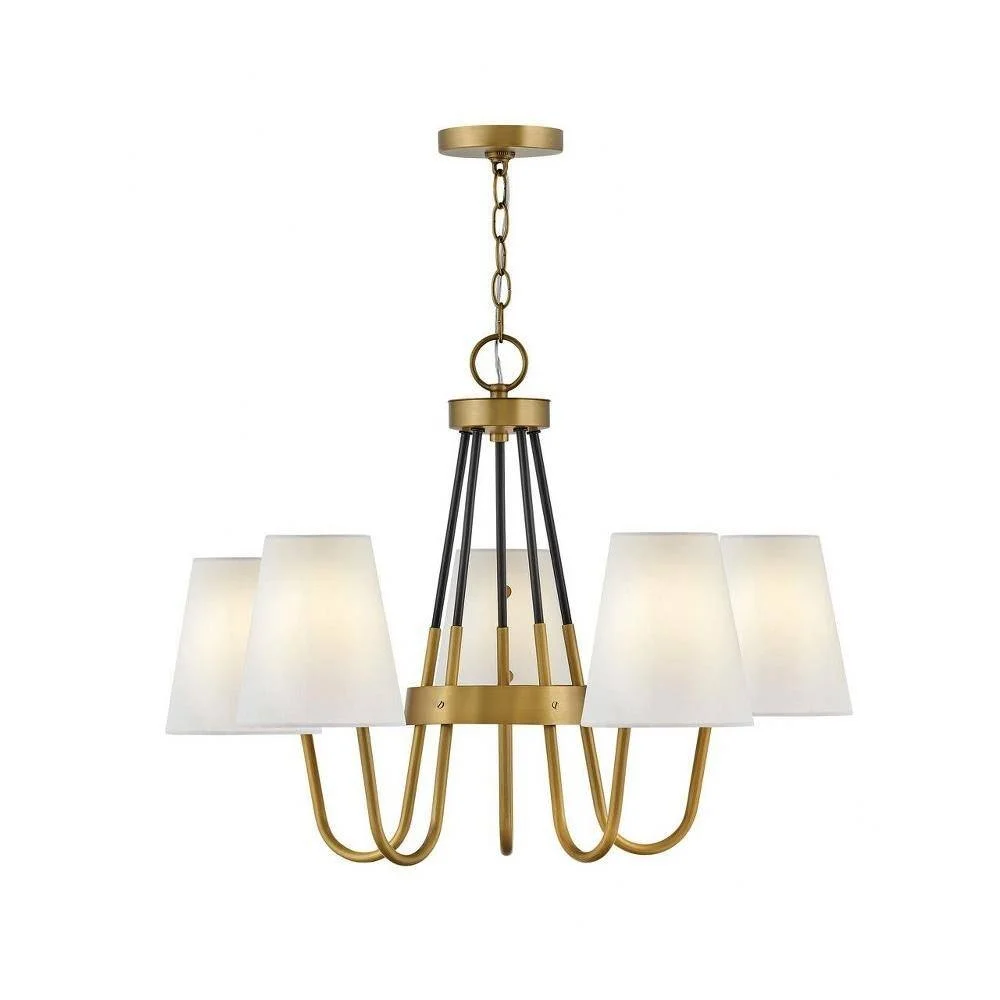 Mid Century Modern Five Light Chandelier in Heritage Brass Finish Bailey Street Home 81-Bel-4528773