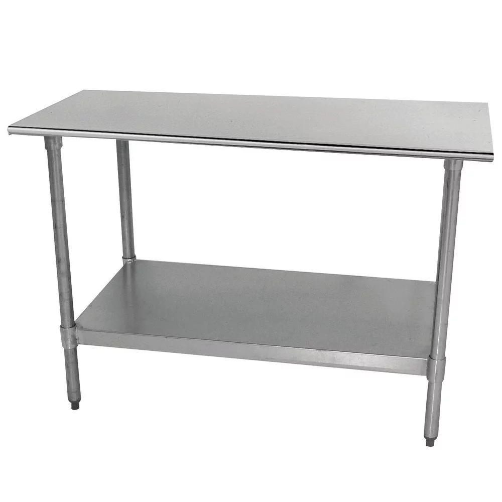 HUBERT® Stainless Steel Work Table with Galvanized Steel Undershelf and Legs with 2