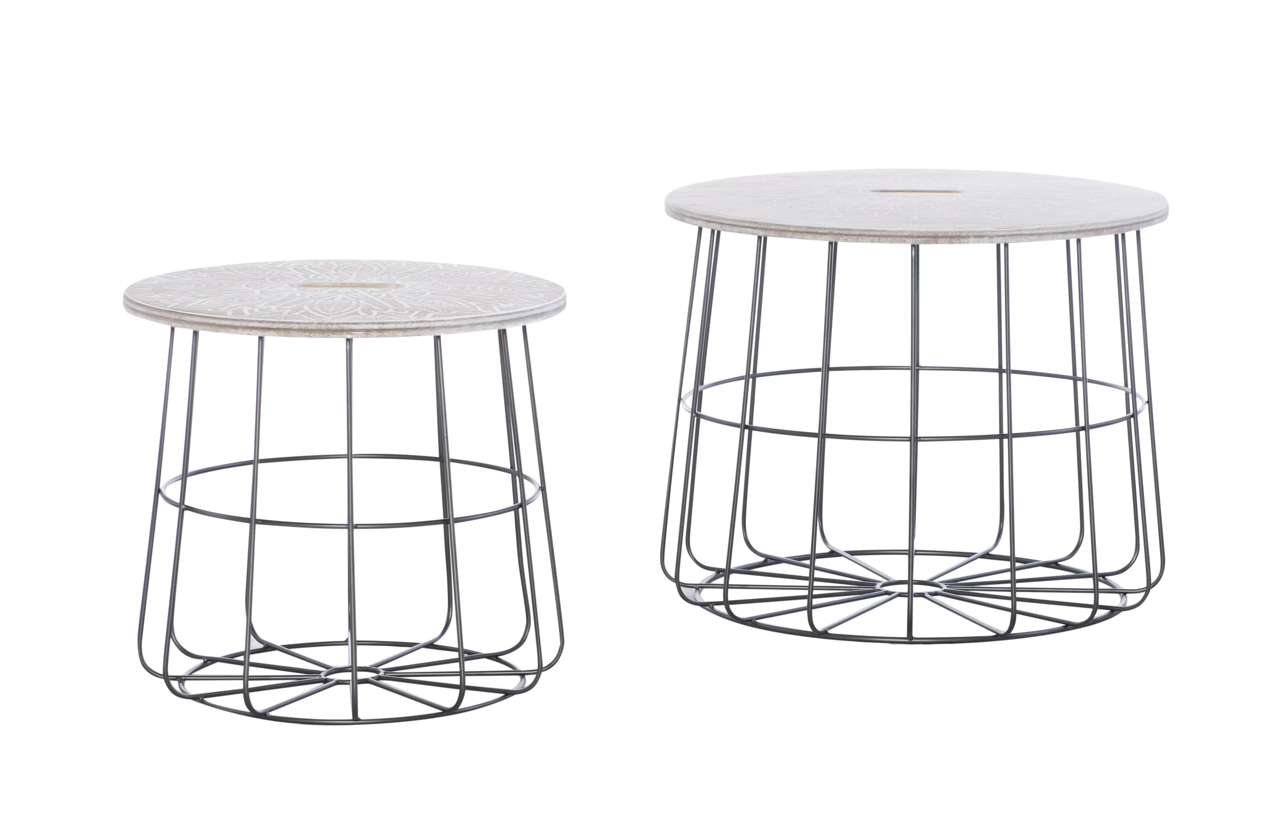 Linon Shae Medallion Nesting Basket Tables