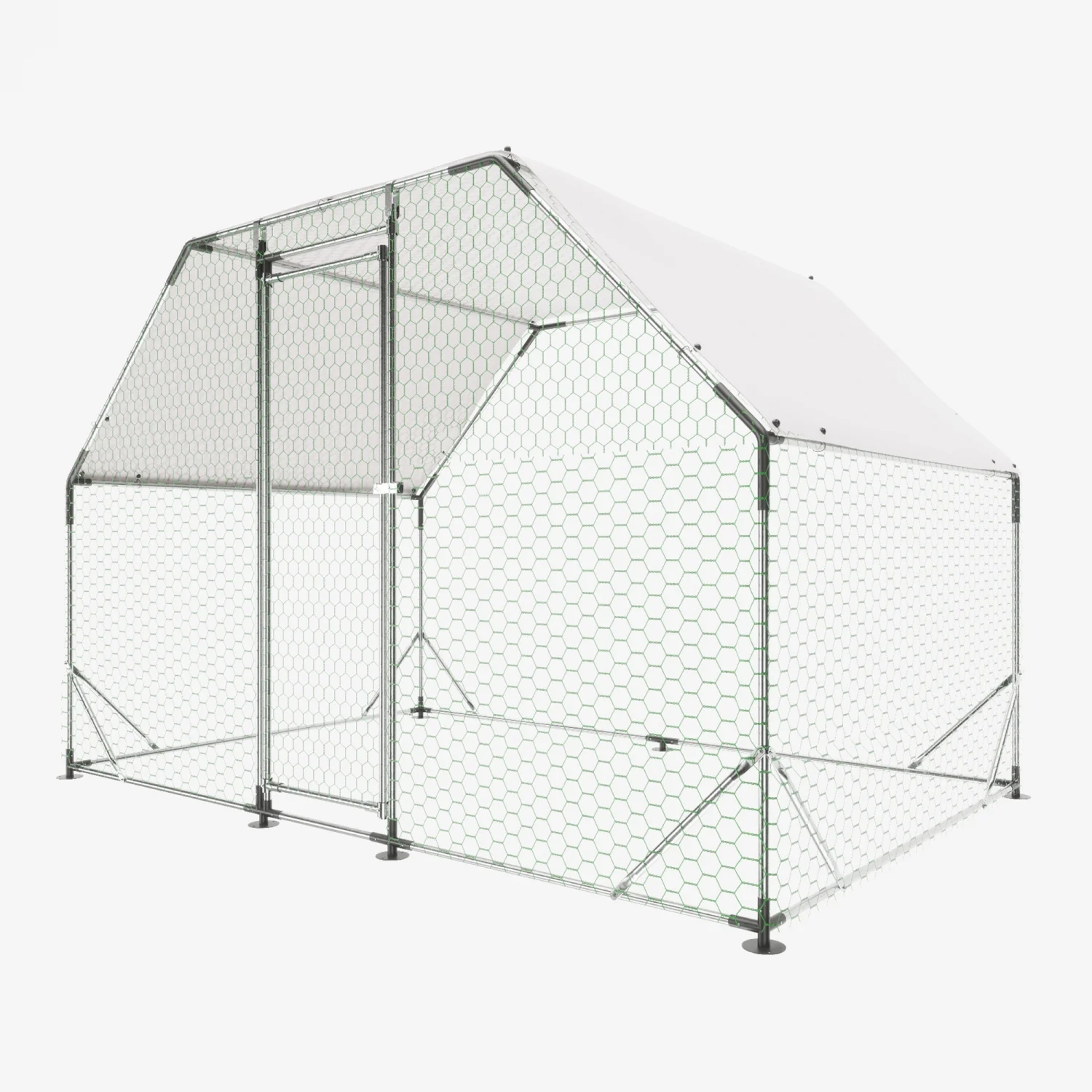 JHOOTUUO Metal Large  Coop Walk-in Poultry Cage Run  Shaped with Waterproof 9.94‘L x 6.46‘W x 6.36‘ft