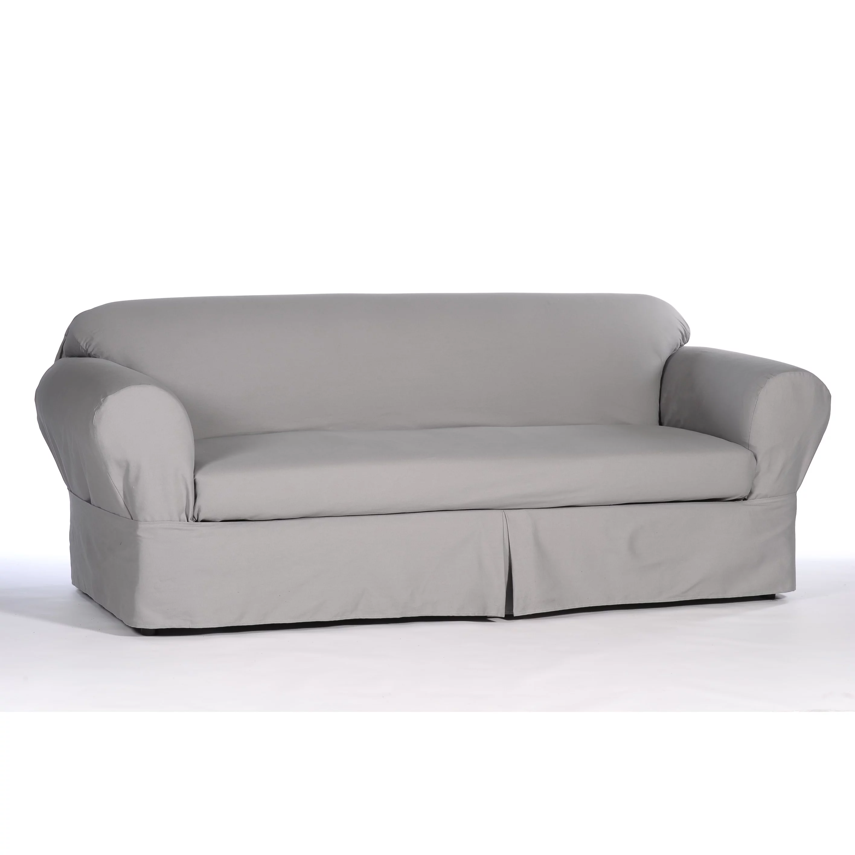 Brushed Cotton Twill 2 Piece Sofa Slipcover in Khaki