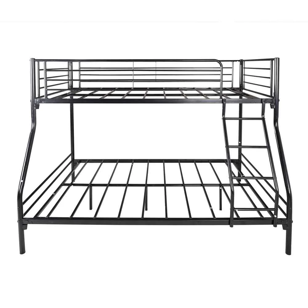 Twin-Over-Full Size Metal Bunk Bed wit Guardrail and Ladder