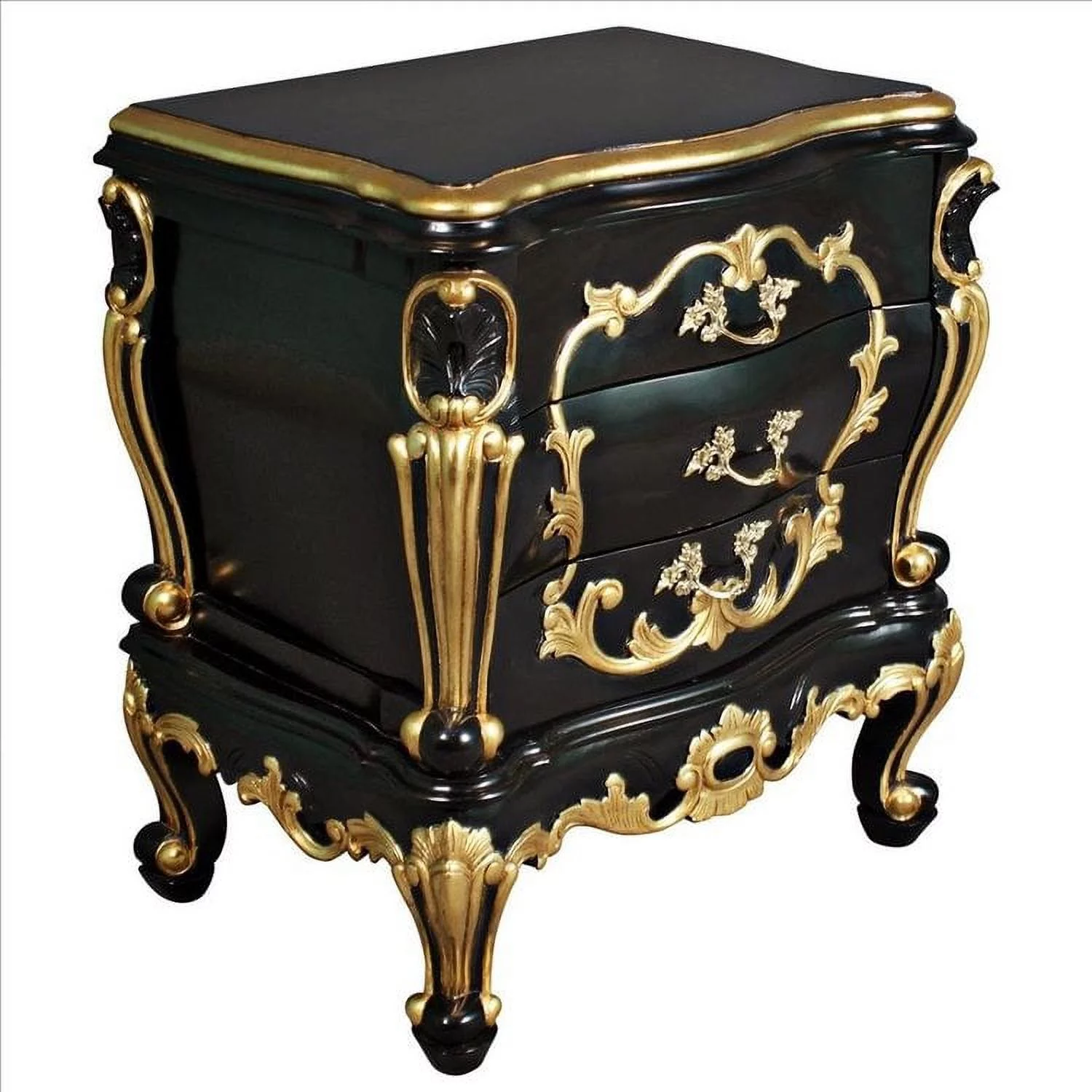 Design Toscano Viennese Rococo Mahogany Nightstand Side Table