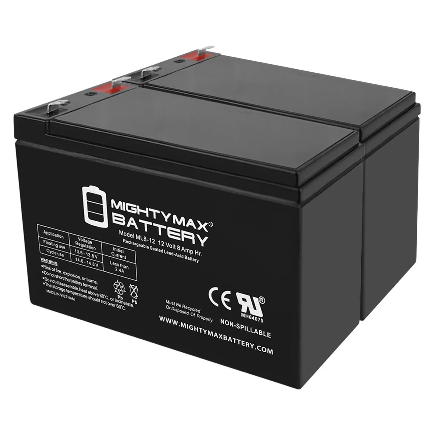 12V 8Ah SLA Battery for Razor MX350, MX400 Dirt Bike - 2 Pack