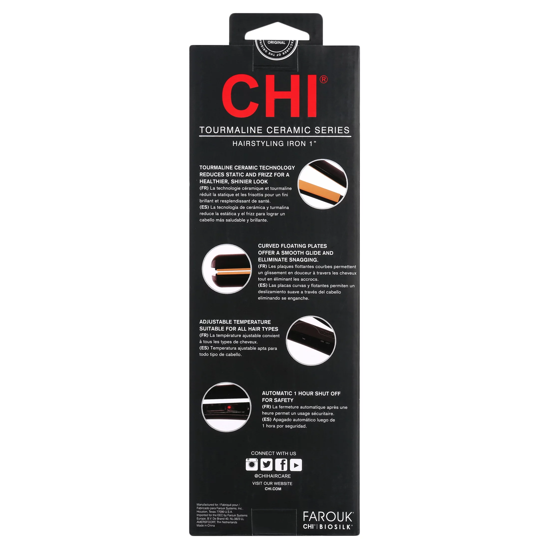 Chi Tourmaline Ceramic Hair Straightening Flat Iron, 1