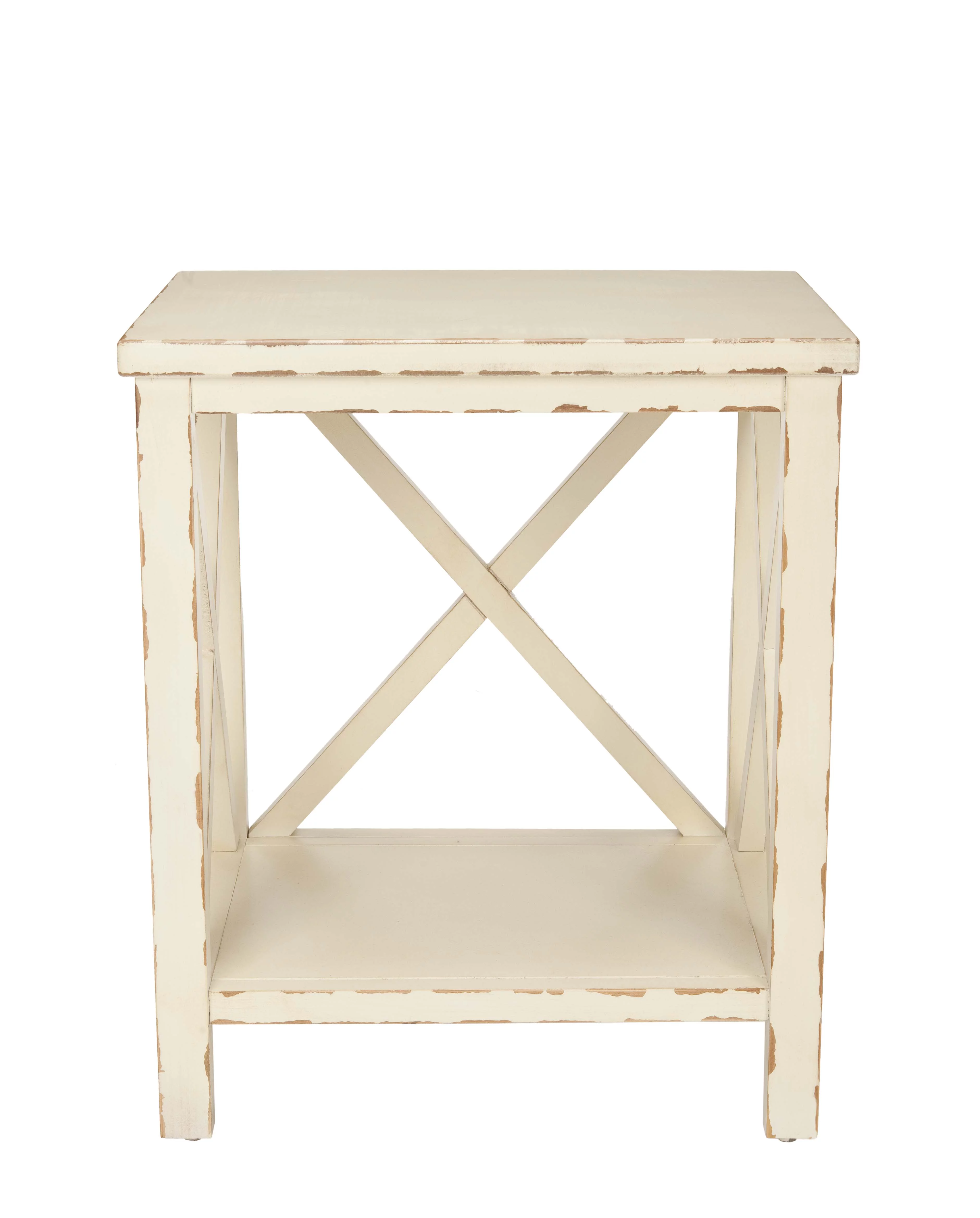 SAFAVIEH Mia Nautical Rustic End Table, Vintage Cream