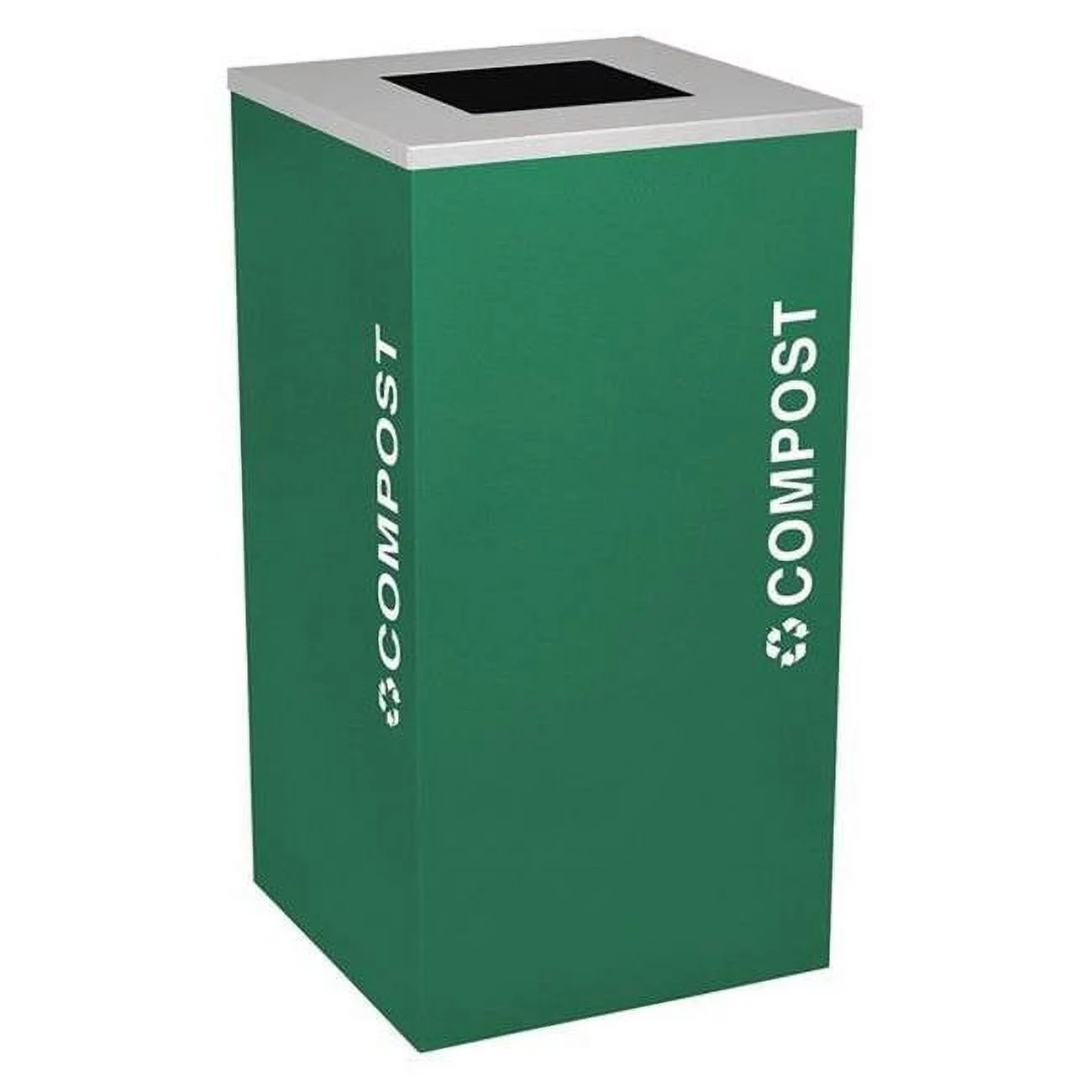 Ex-Cell Kaiser 24 Gallon Square Recycling Receptacle with Cans & Bottles Decal, Emerald Texture