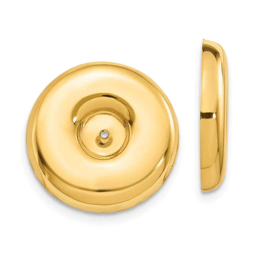 14k Yellow Gold Polished Round Fancy Earring Jackets 17x17 mm