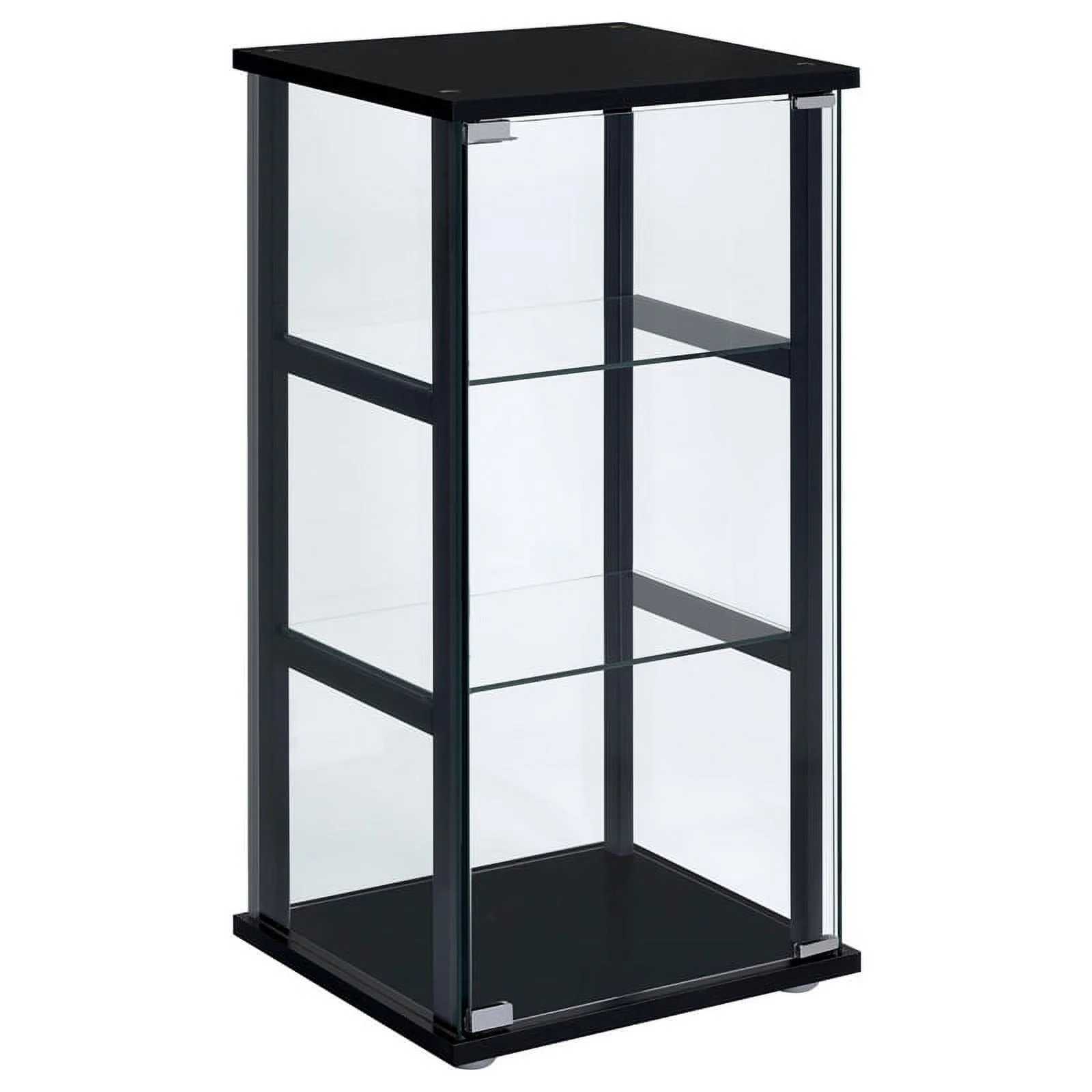 Pemberly Row Contemporary 3-shelf Glass Curio Cabinet Black and Clear