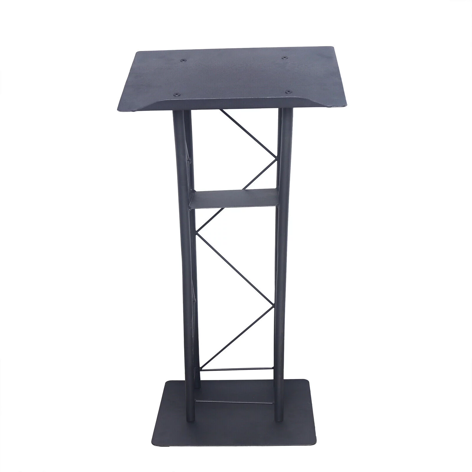 Lecture Speaking Stand Black Wrought Iron Curved Church Podium Truss Metal Wood Pulpit Presentation