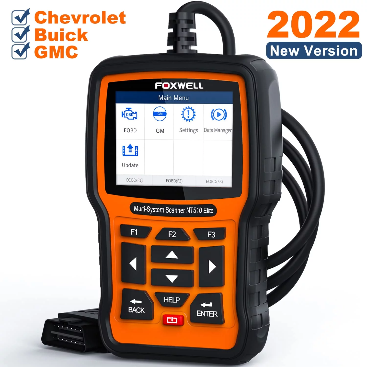 FOXWELL NT510 Elite Diagnostic Scan Tool for GM OBD2 Car Code Reader Vehicle All Functions Full Systems Auto Scanner EPB SAS ABS Oil EPB Reset[New Version]