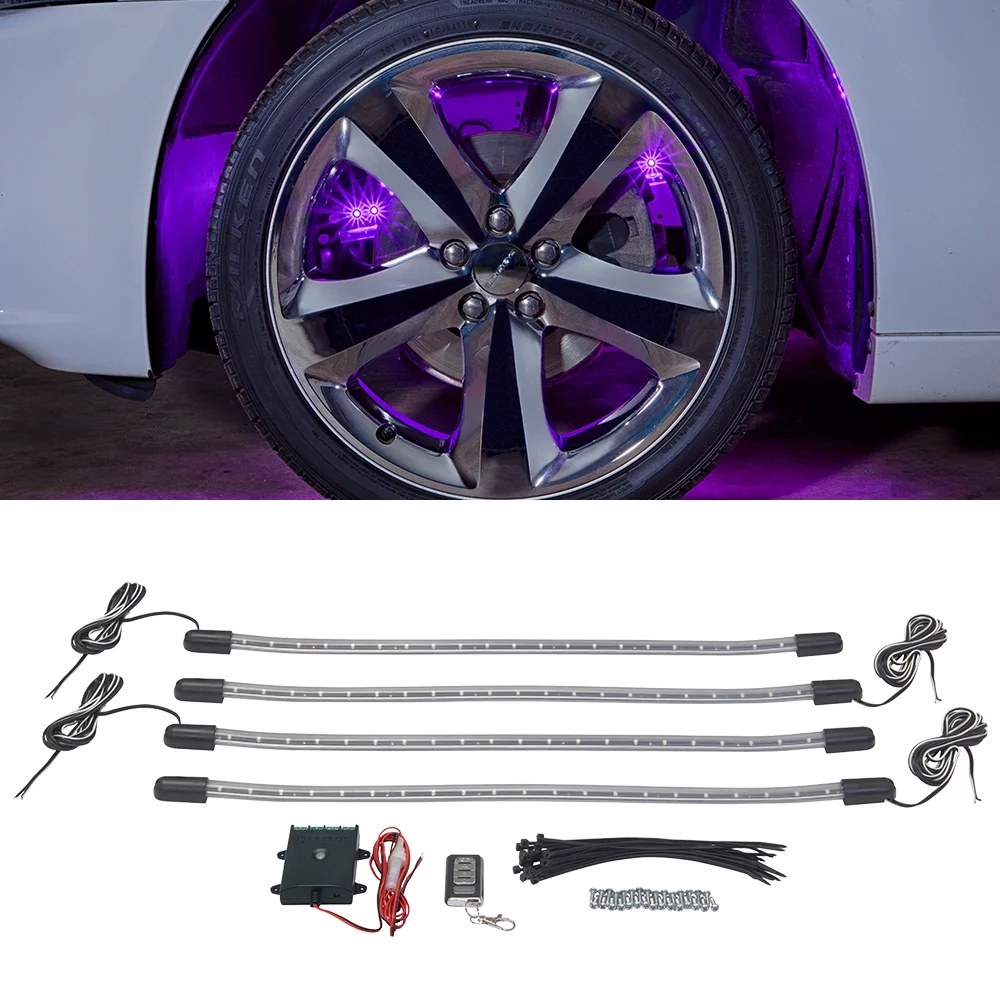 LEDGlow 4pc Purple LED Wheel Well Lighting Kit