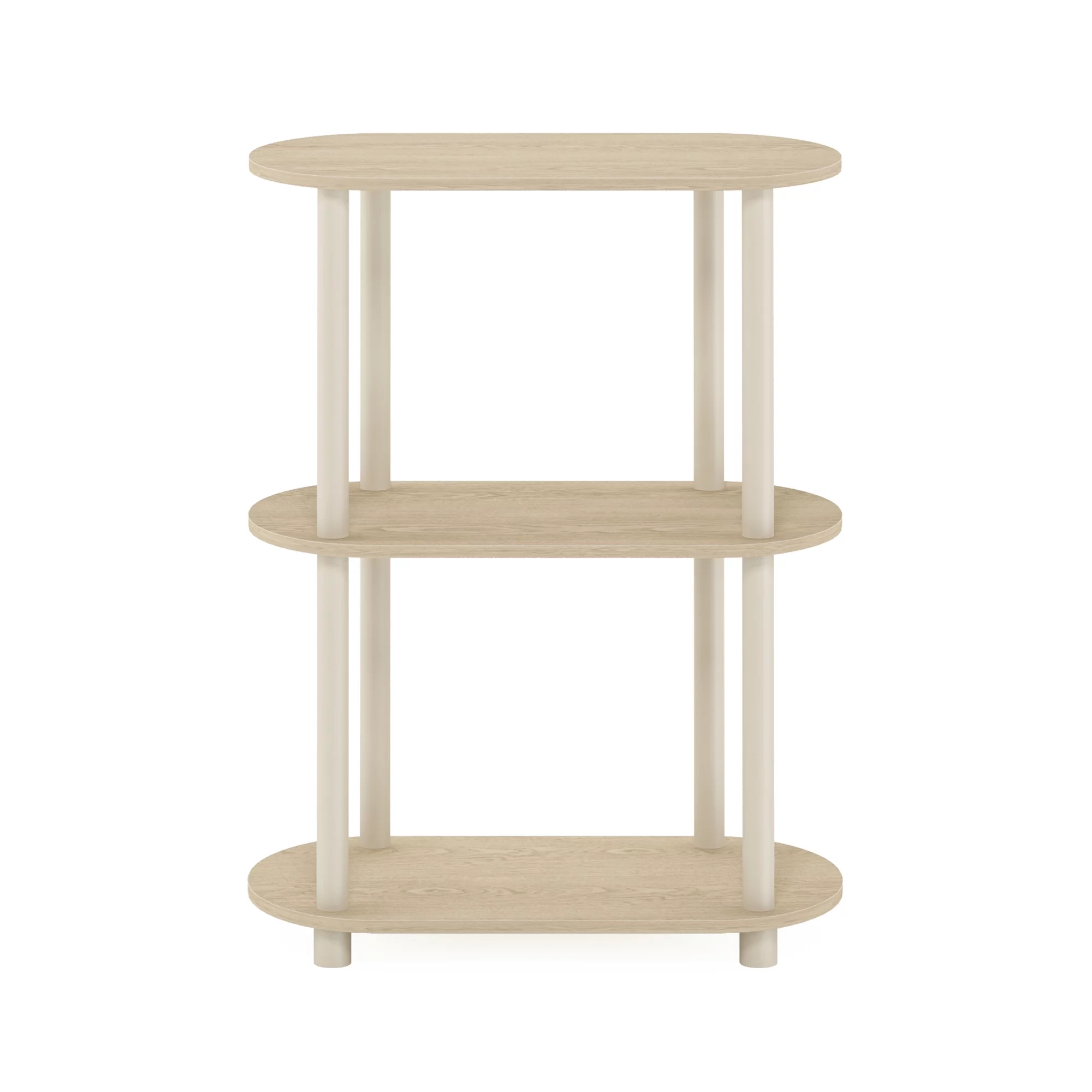 Furinno Turn-N-Tube No Tools 3-Tier Modern Oval Side Display Rack, Bauhaus Oak/Beige