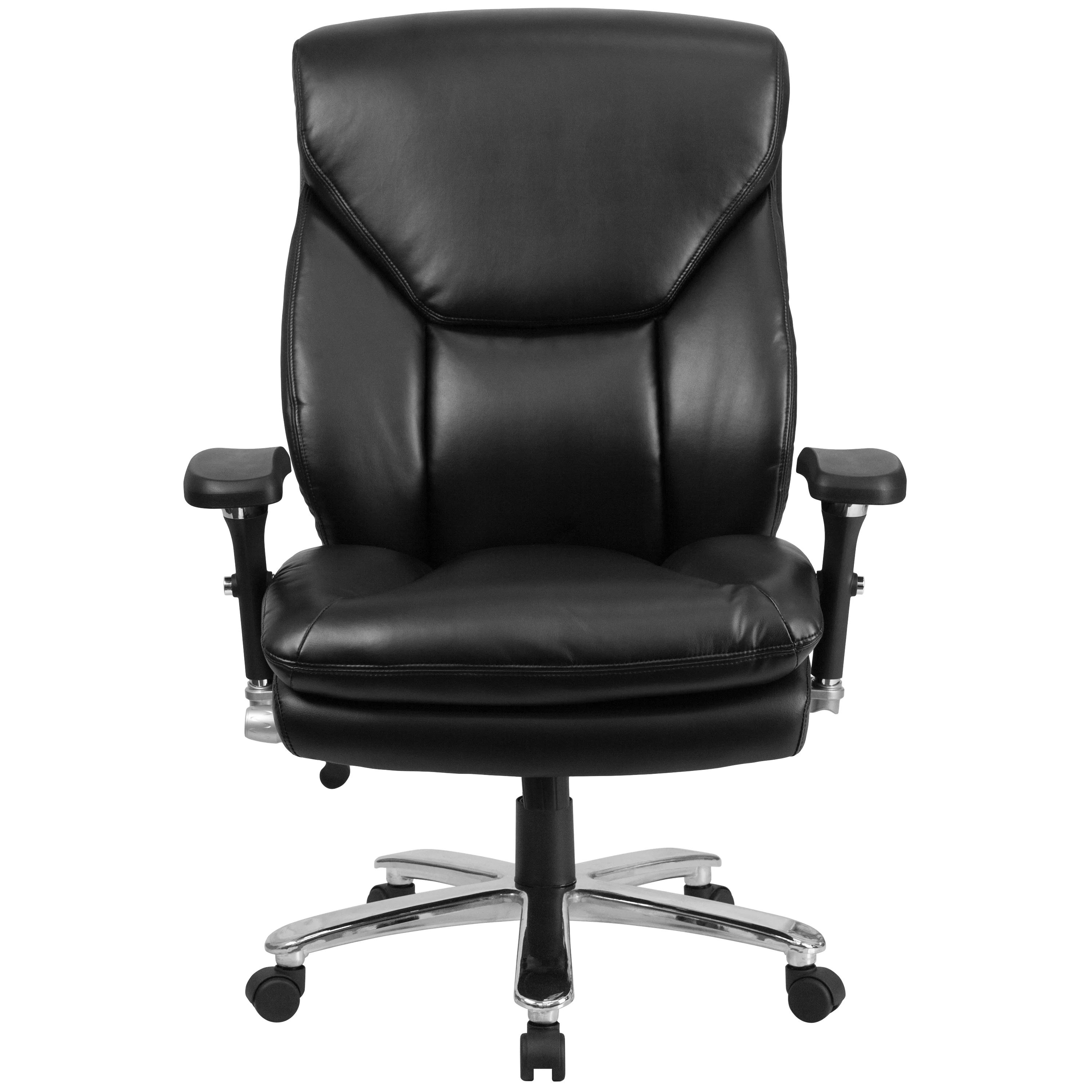 Emma + Oliver 24/7 400 lb. High Back Black LeatherSoft Ergonomic Office Chair with Lumbar Knob