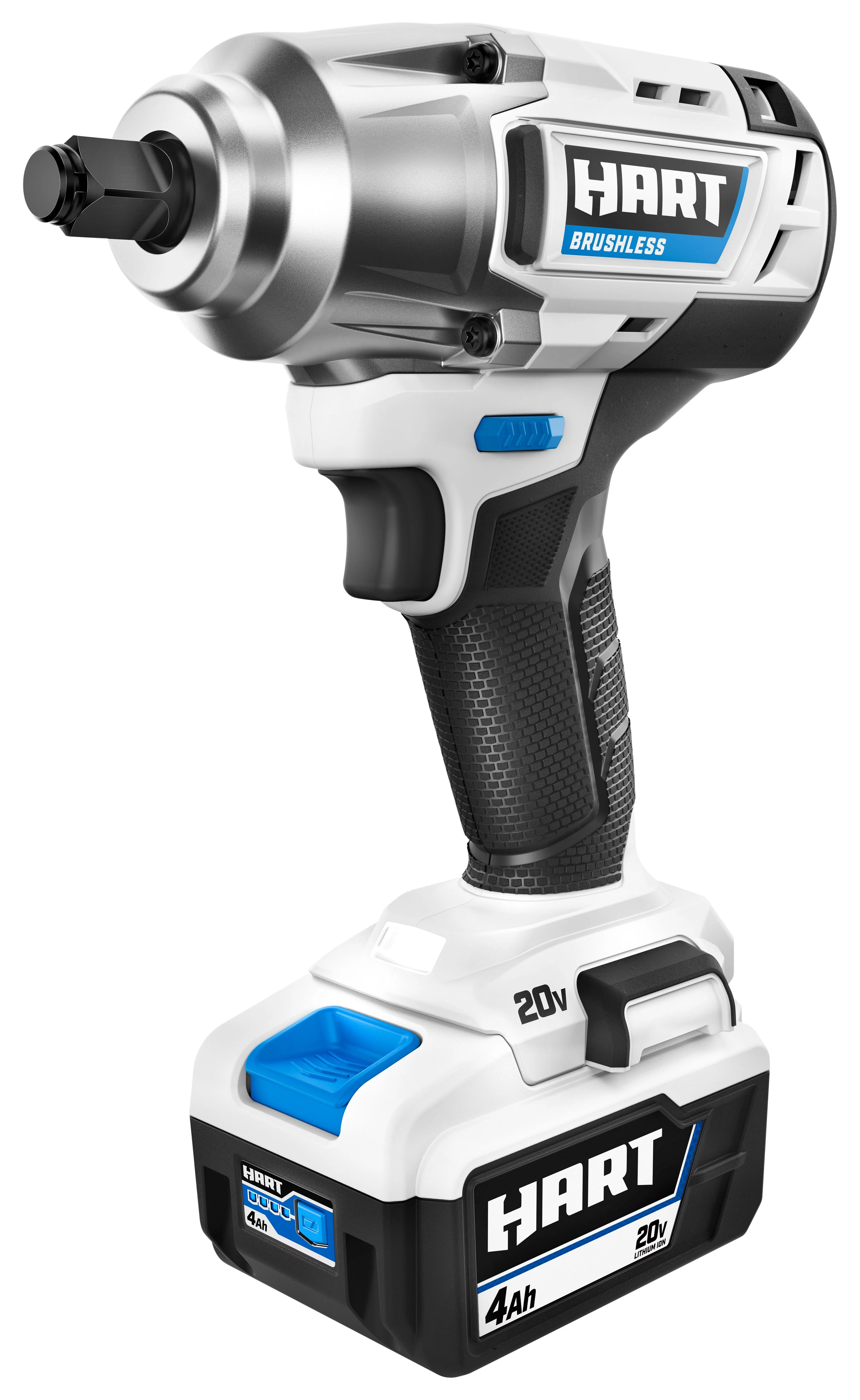 HART 20-Volt 1/2-inch Brushless Impact Wrench Kit, (1) 4.0Ah Lithium-Ion Battery