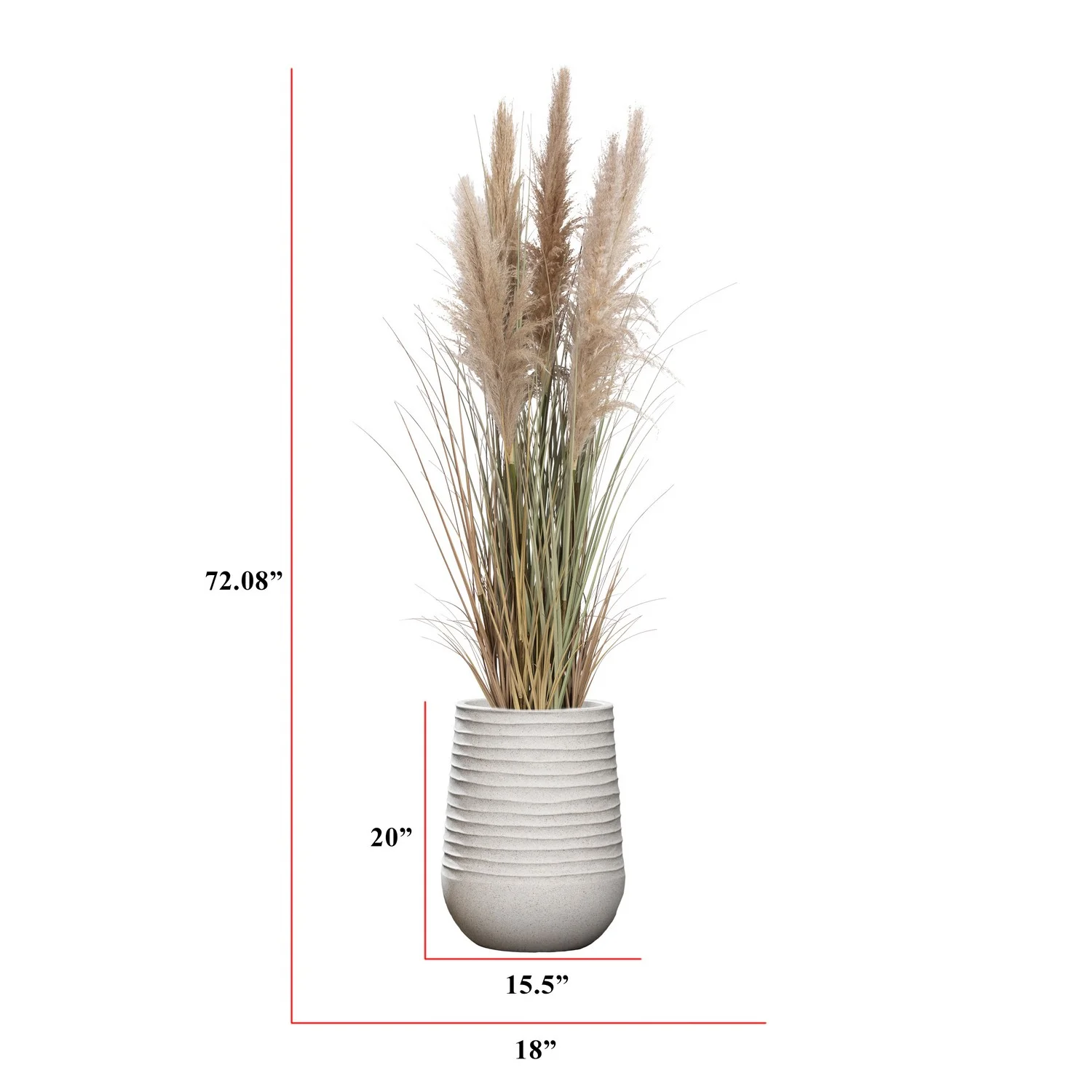 Tall Faux Pampas Grass | 72.08” Tall grass in planter | Vintage Home