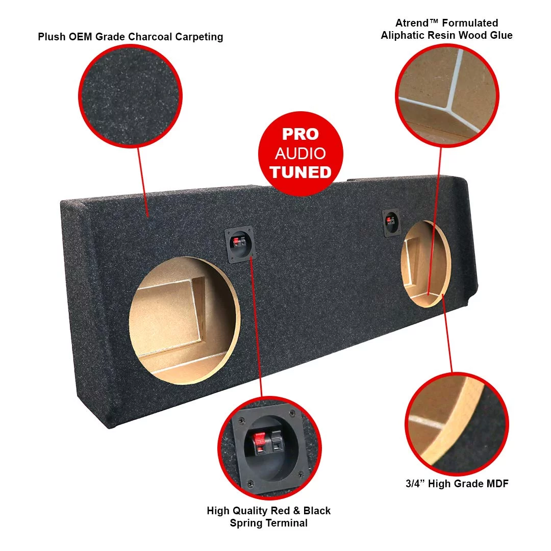 Atrend - Bbox A182-12CPA Dual 12” Sealed Subwoofer Enclosure Fits 2007-2013 Chevrolet/GMC Silverado/Sierra Crew cab, Black