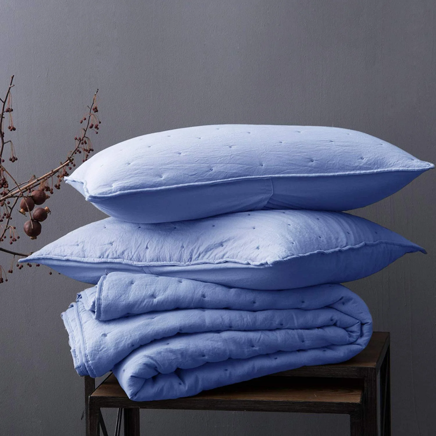 Dot Stitch Stone Washed Quilt Set