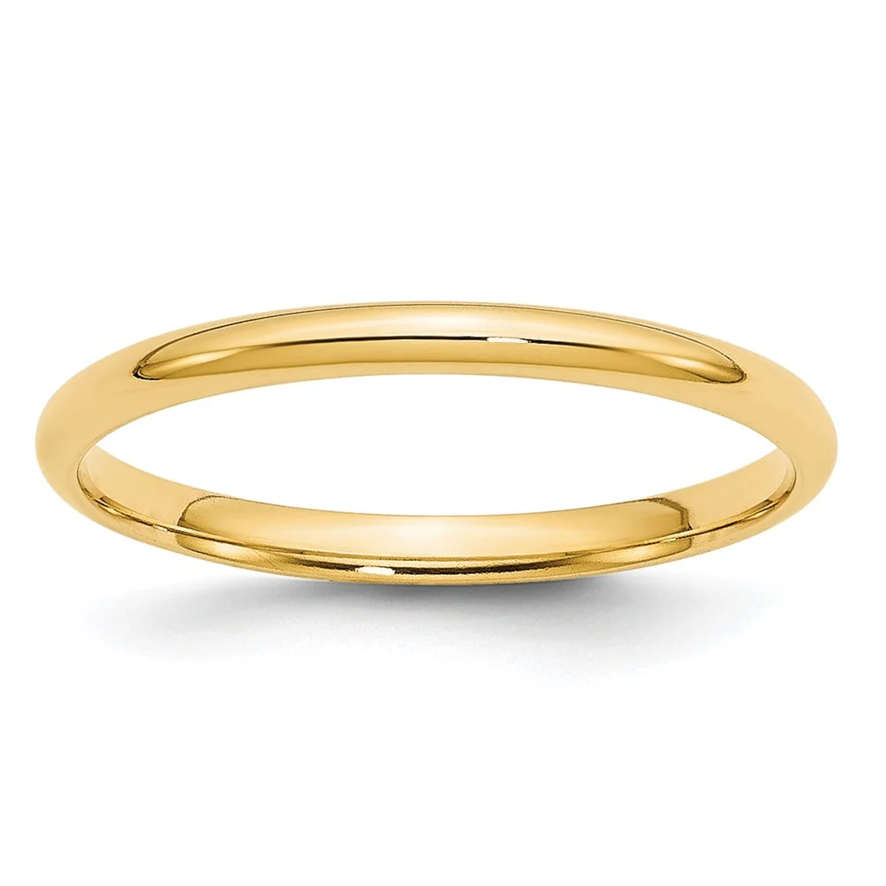 10k Yellow Gold 2mm Lightweight Comfort Fit Wedding Band Size 12.5 Q1CFL020-12.5