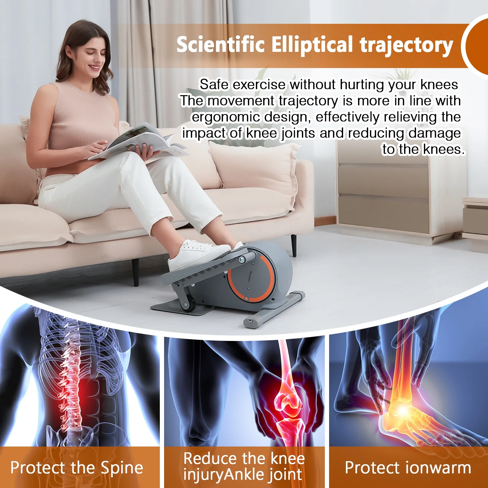 Remelax Under Desk Elliptical Machine, Manual Quiet Elliptical, Portable Foot & Leg Bike Pedal Exerciser, Seated Mini Elliptical Machines for Home Use with LCD, Max Load 300LBS