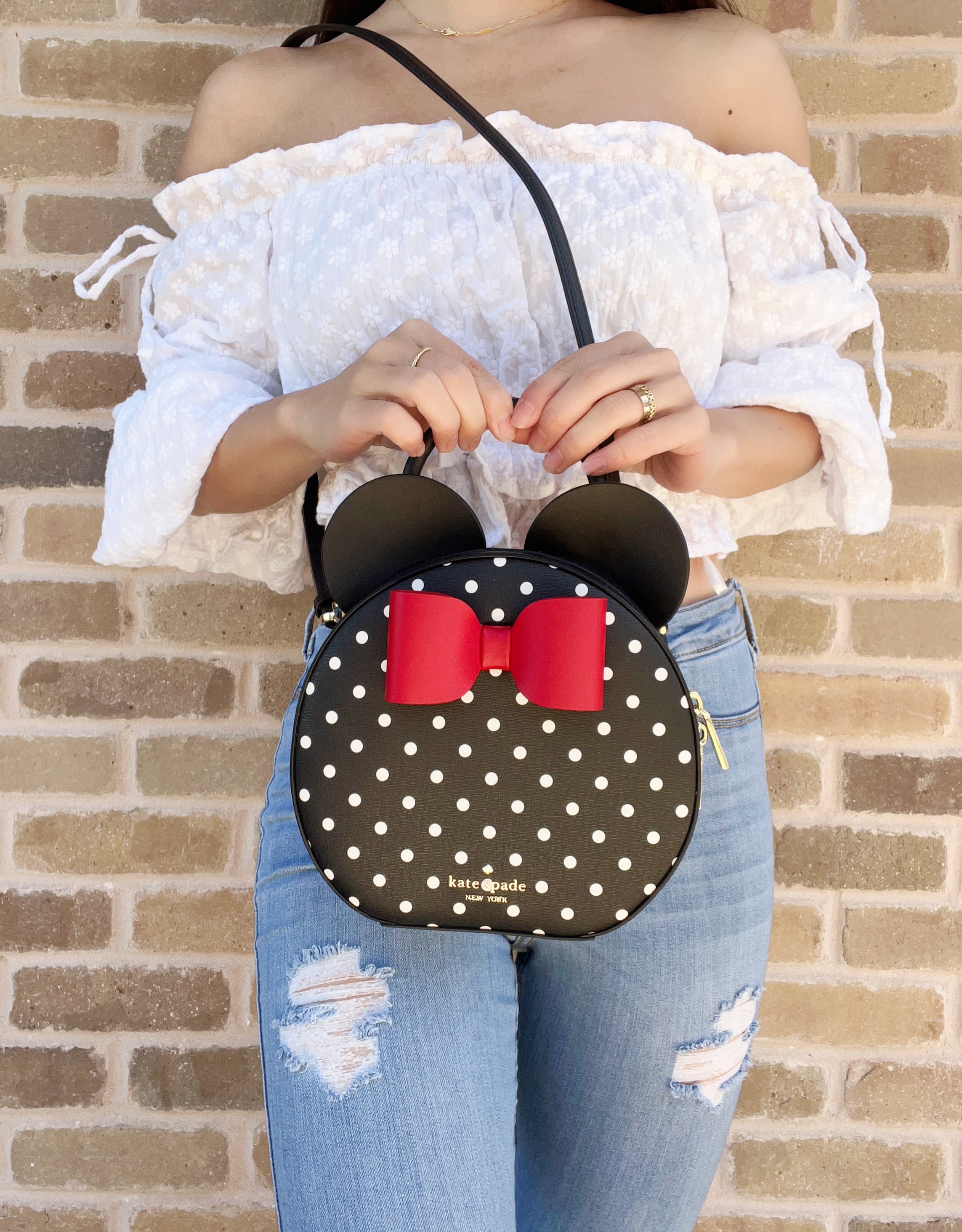 Disney x Kate Spade Minnie Mouse Round Crossbody Bag Black Multi + Card Holder
