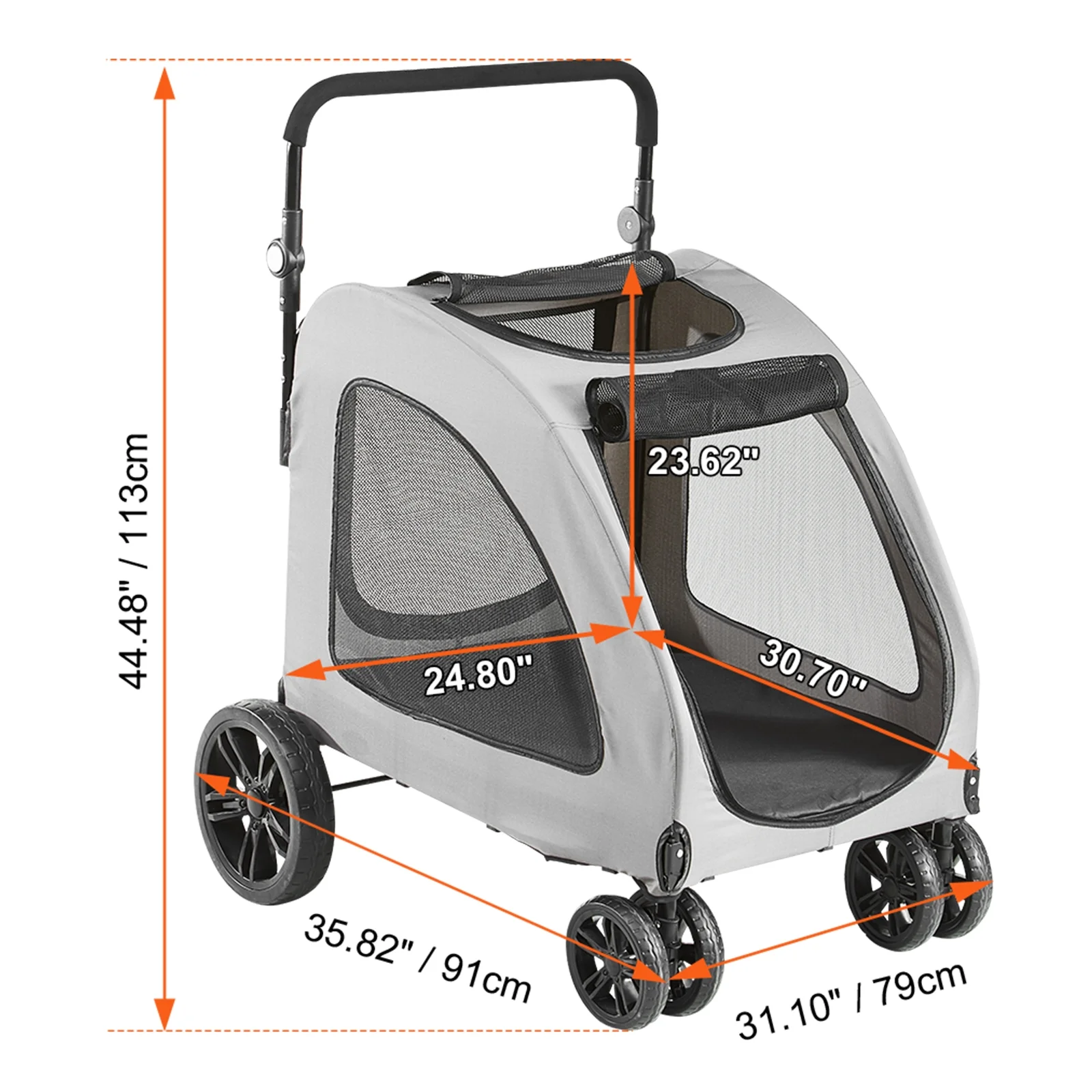 SKYSHALO  Pet Stroller 4 Wheels Dog Stroller with Brakes 160lbs Weight Capacity