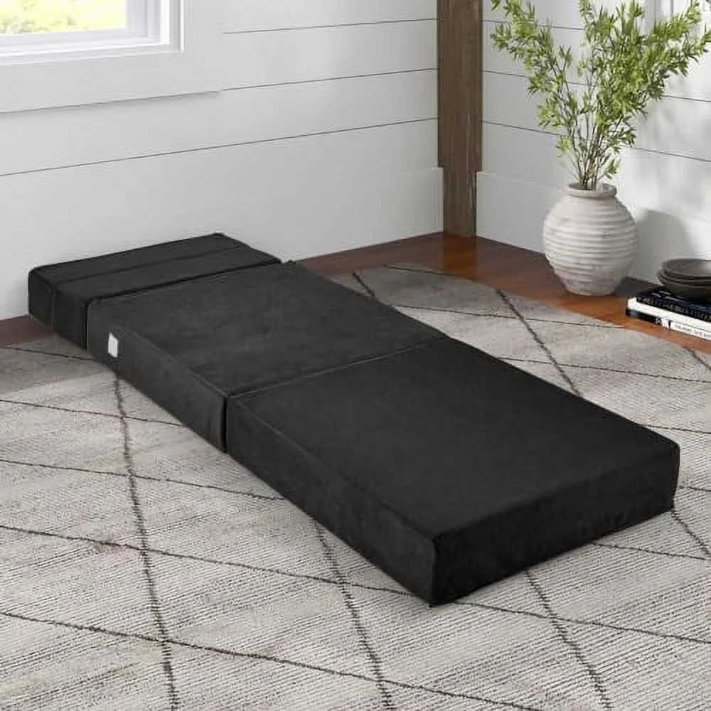 TQJKLFDY Convertible Sofa Bed  Floor Couch Sleeper  Folding Futon Guest Bed  Modern Chaise Lounge Upholstered Padded Cushion  Large Accent Chair Living Room Bedroom Black