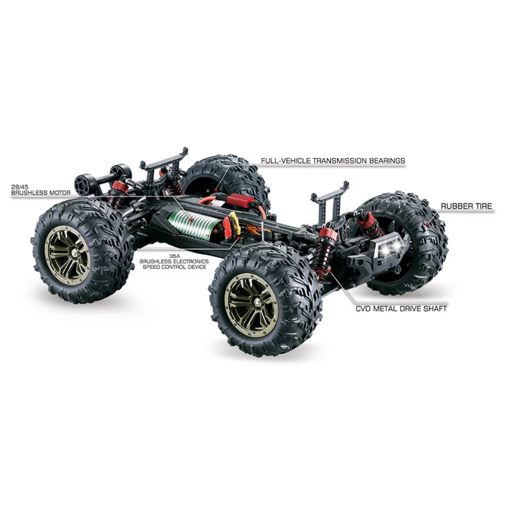 FMT Brushless 52km/h High Speed RC Cars 1:16 Remote Control Monster Truck 4WD All Terrain Off-Road 2.4Ghz Shockproof Waterproof RTR Hobby Cars (Blue)