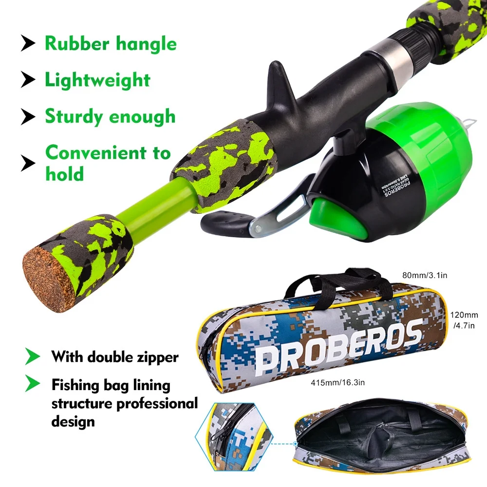 PROBEROS Kids Fishing Pole, Portable Telescopic Fishing Rod and Reel Combo Kit with Spincast Fishing Reel Tackle Box for Girls, Youth