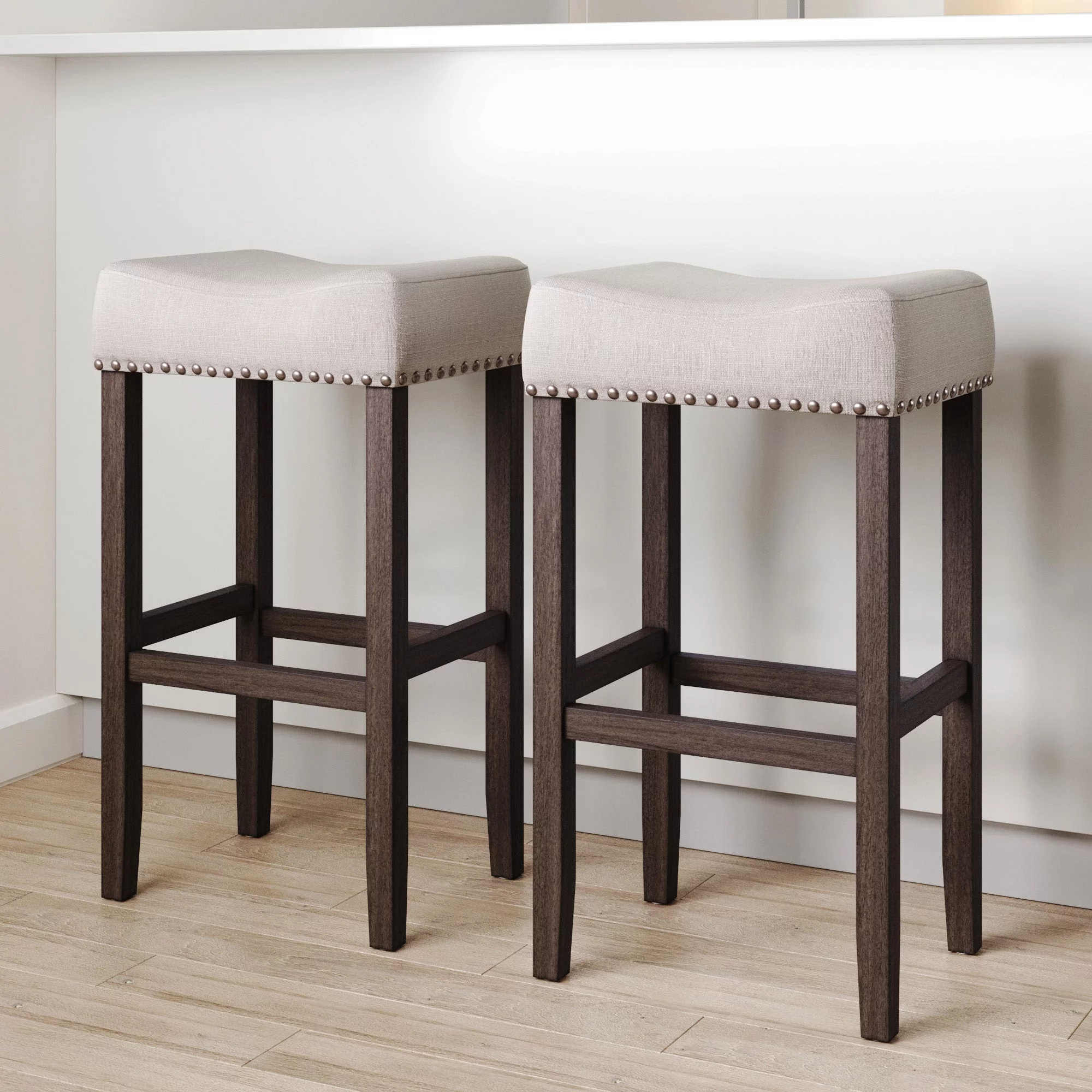 Nathan James Hylie Nailhead Wood Pub-Height Counter Bar Stool 29