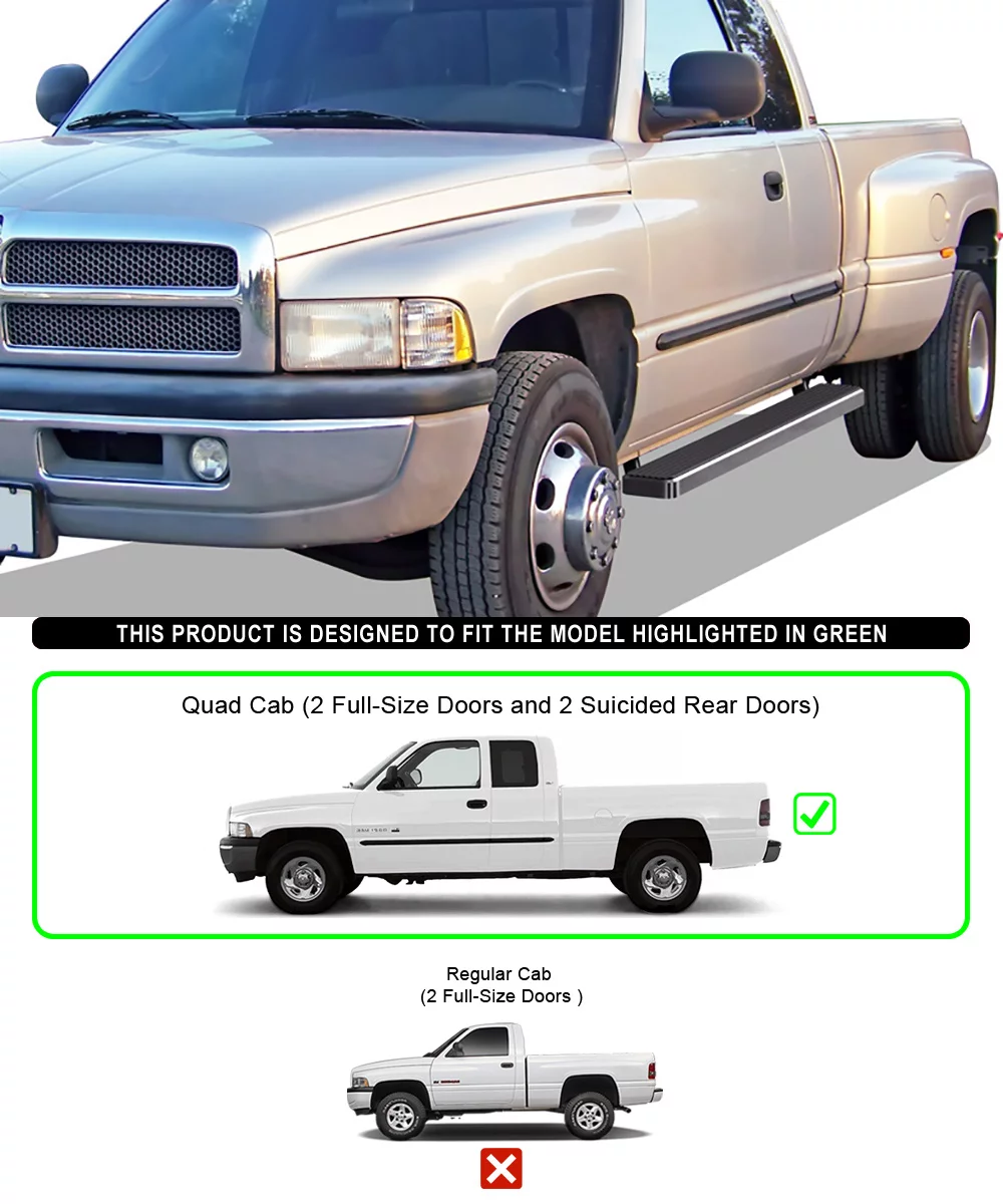 APS iBoard Running Boards 6 inches Compatible with Dodge Ram 1500 1994-2001 Club Cab & Ram 2500 3500 1994-2002 (Exclude 02 Body Style Sold in 01) Stainless Steel (Nerf Bars Side Steps Side Bars)