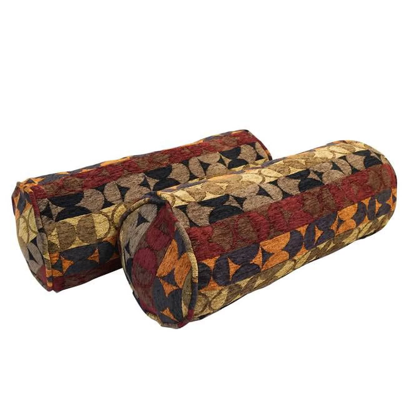 20-inch by 8-inch Double-corded Patterned Jacquard Chenille Bolster Pillows with Inserts (Set of 2) 9814-CD-S2-JCH-CO-37