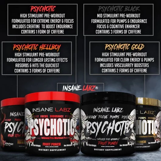 Insane Labz Psychotic Hellboy Edition Pre Workout (Effective like C4 Ultimate) Fruit Punch 35 servings *EN