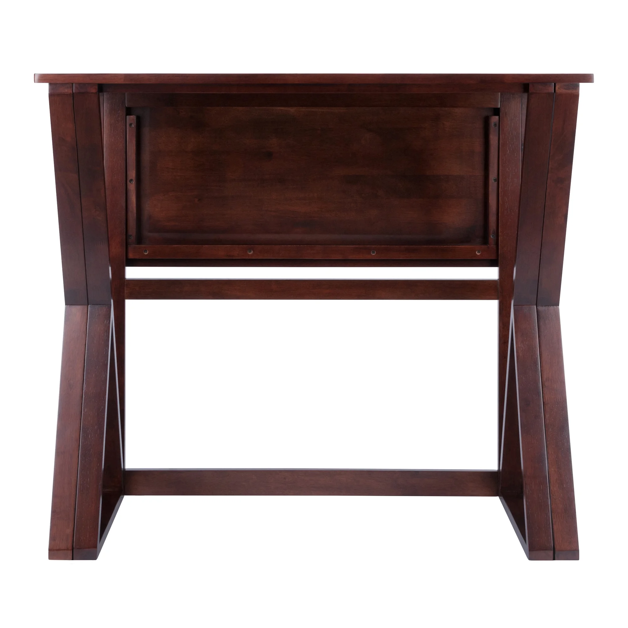 Winsome Wood Harrington 3-Pc Set, Drop Leaf Table & 2 Cushion Saddle Seat Counter Stools, Walnut Finish