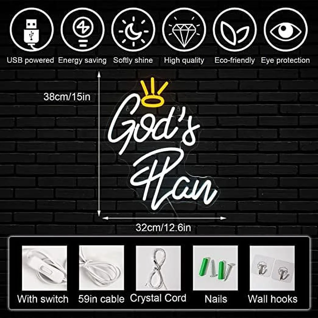 Hello Rosa God's Plan LED Neon Light Signs USB Power for Bedroom Home Men's Cave Bar Wedding Party Decoration